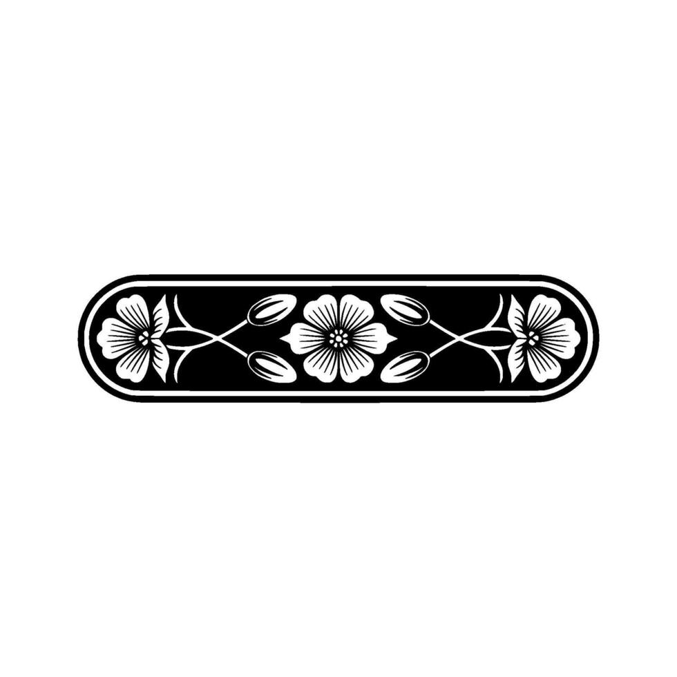 Art Nouveau Floral Banner Illustration, Monochrome Elegance vector