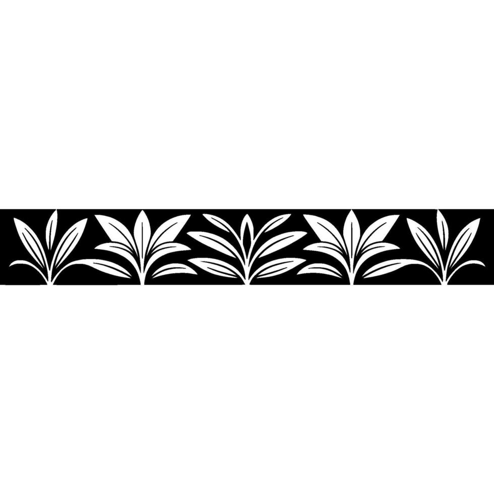 Elegant Leaf Border in Black and White Illustration vector
