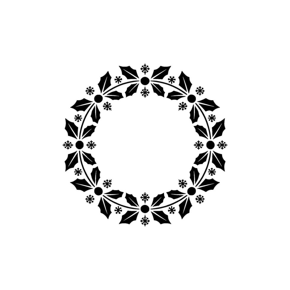 Minimalist Christmas Wreath Ornament with Snowflakes vector