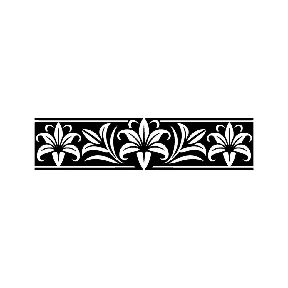 Elegant Floral Border in Black and White, Classic Decorative Motif vector