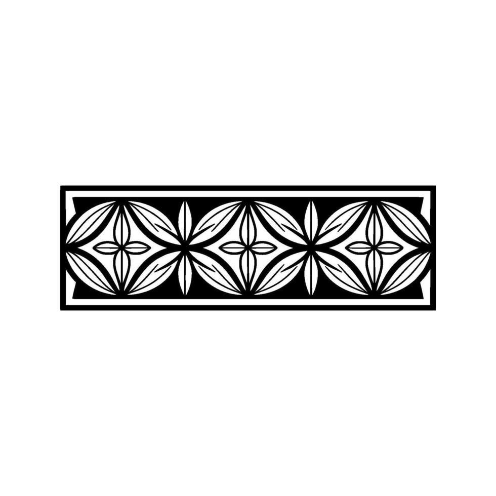 Minimalist Floral Pattern Border, Black and White vector
