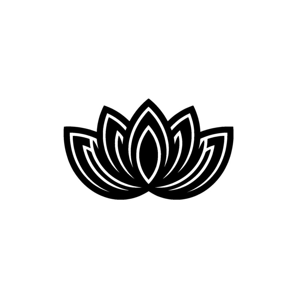 Minimalist Lotus Flower , Black and White on Light Background vector