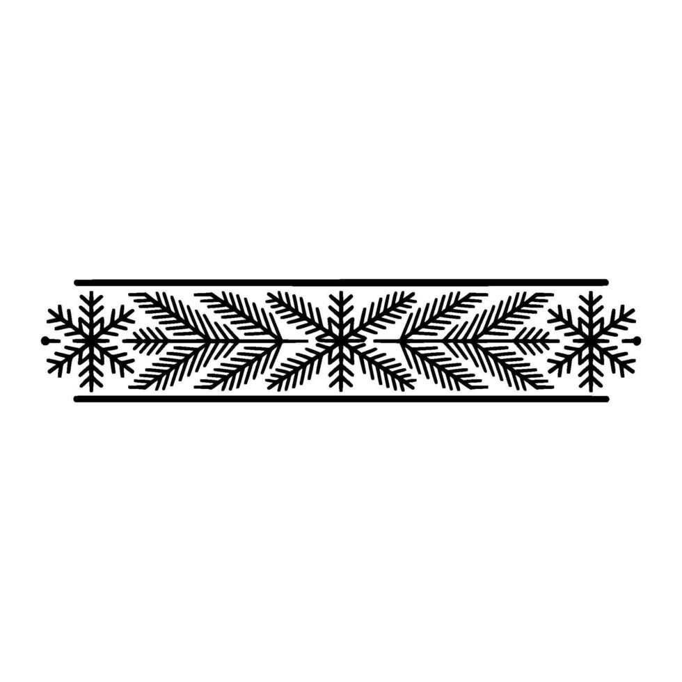 Minimalist Winter Border Pine and Snowflake Ornament vector