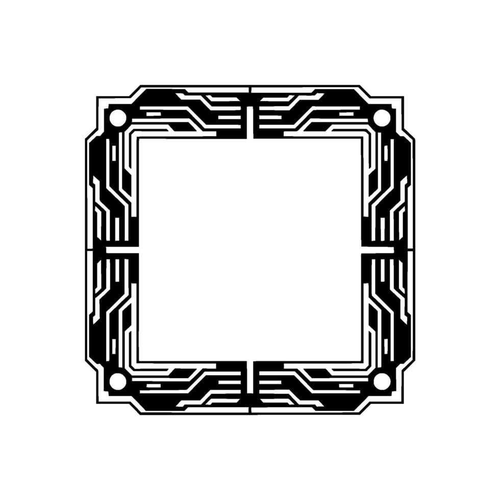 Futuristic Tech Frame Abstract Circuitry Border on Neutral Background vector