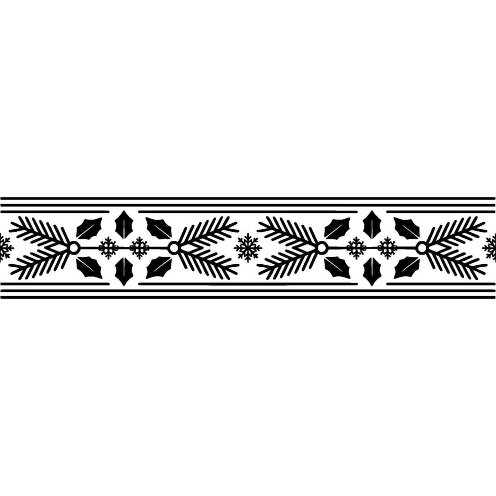 Festive Christmas Border Black and White Evergreen Garland vector