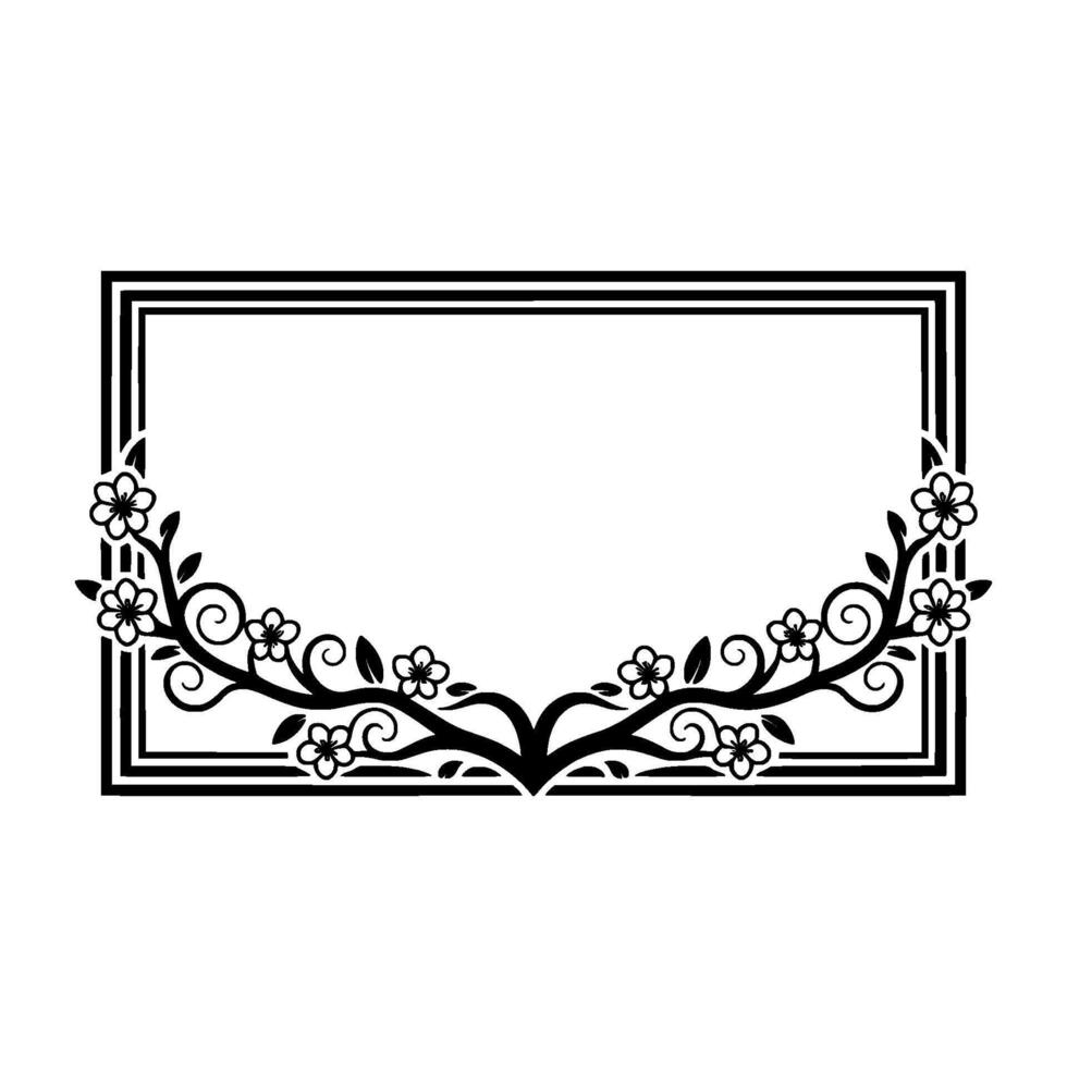Elegant Floral Frame with Cherry Blossoms, Simple vector