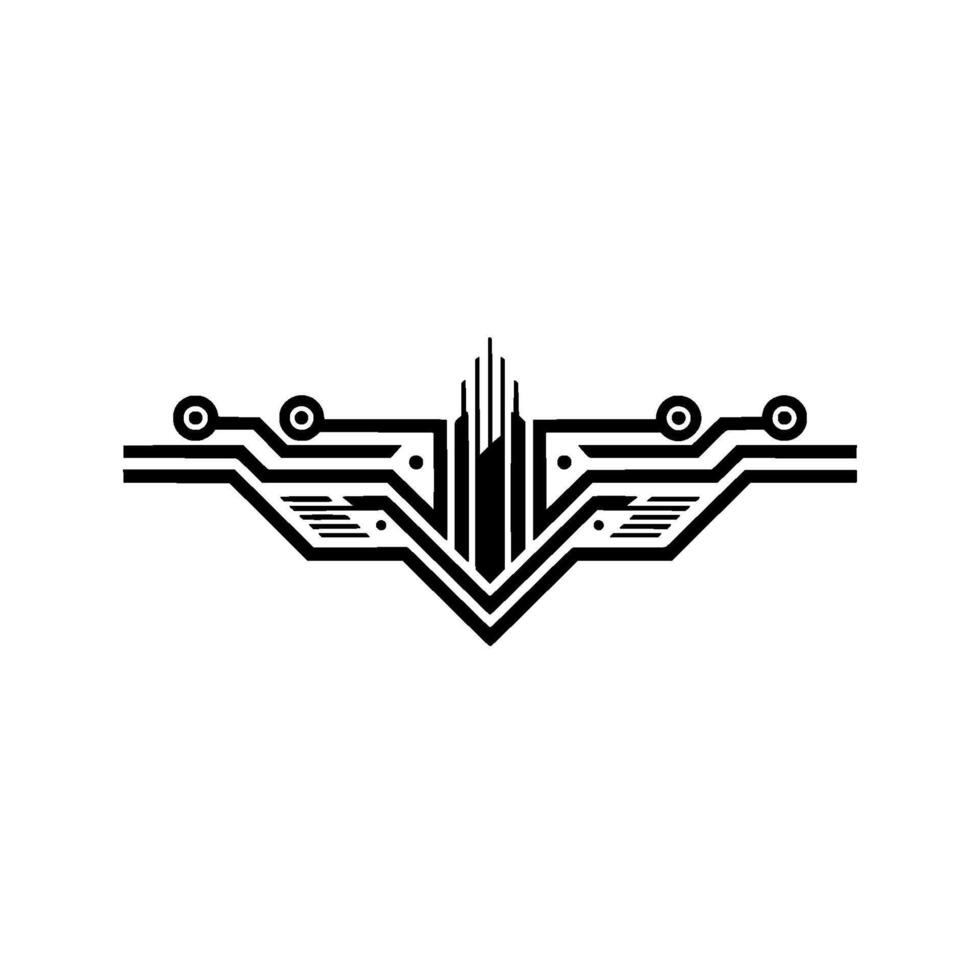 Art Deco Circuitry Geometric Abstraction in Black and White vector