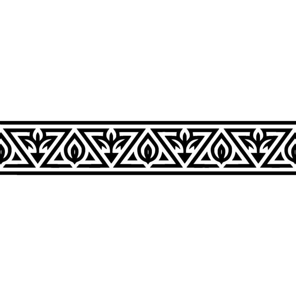 Geometric Floral Border, Black and White Pattern, Elegant vector