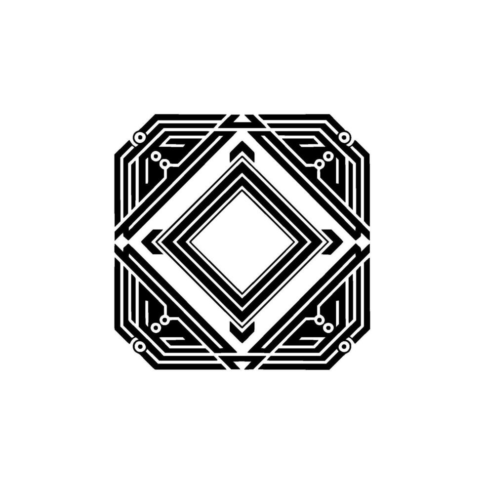 Geometric Circuit Board , Abstract Tech Art on White vector