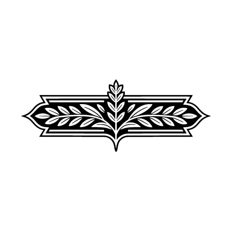 Elegant Black and White Botanical Flourish Element vector
