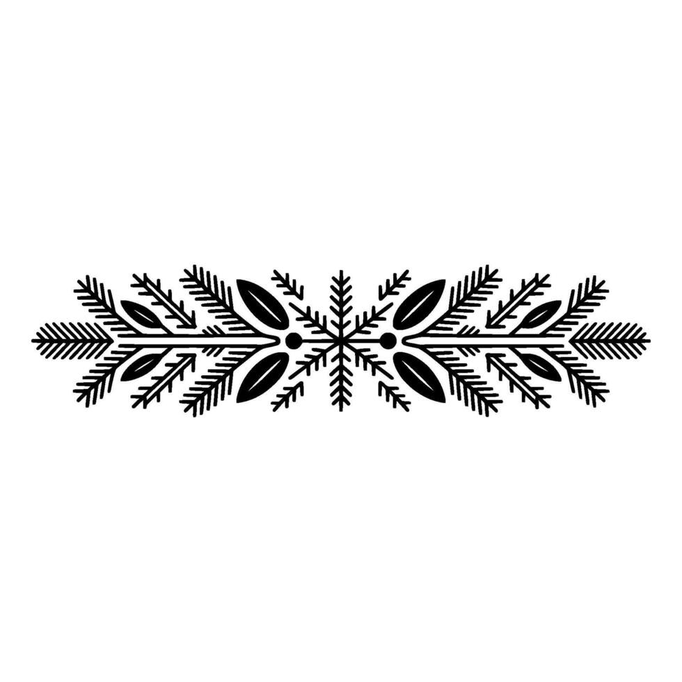 Minimalist Christmaswinter Border Ornament, Black on White vector