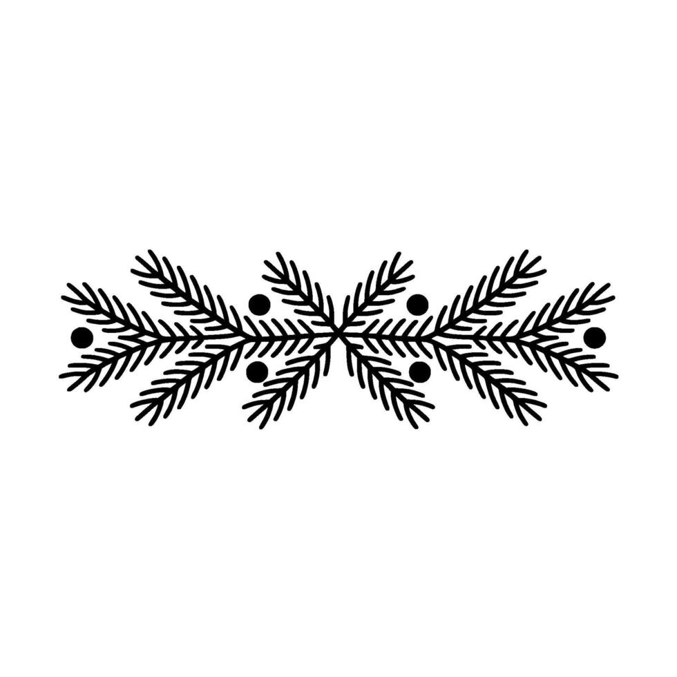 Minimalist Christmas Spruce Berries Border Element vector