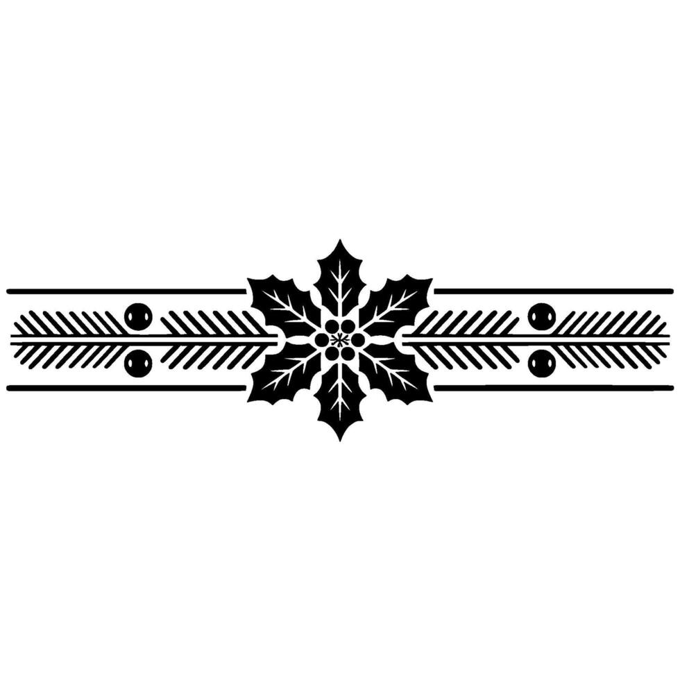 Elegant Black White Christmas Border with Holly Fir vector