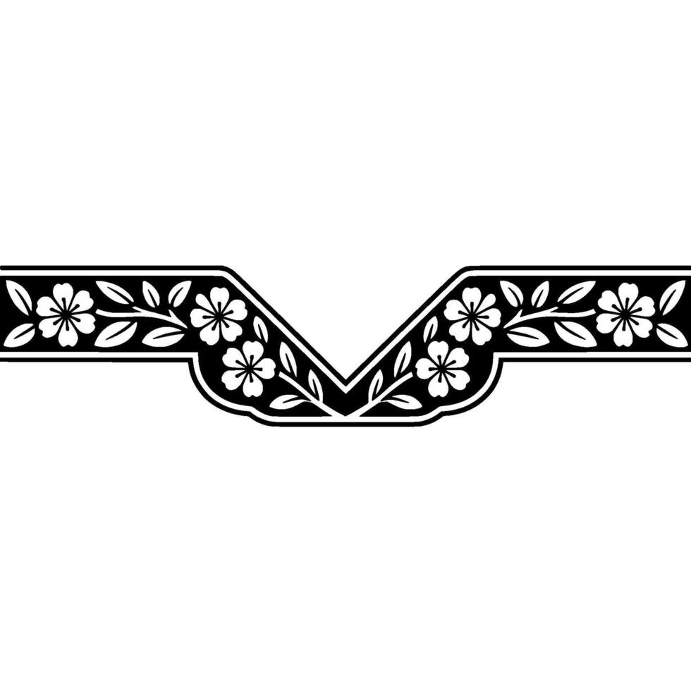 Minimalist Floral Ornament Black and White Decorative Border vector