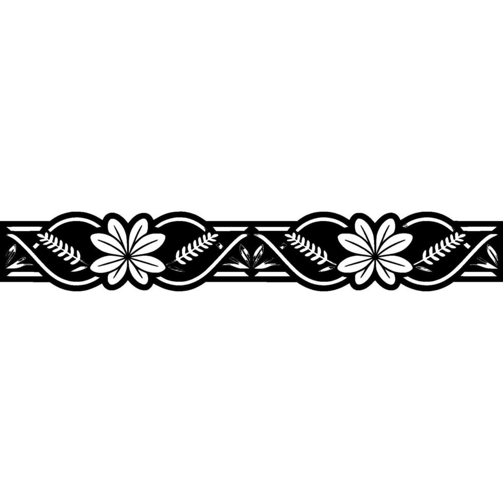 Elegant Floral Border , Decorative Trim, Monochrome Style vector