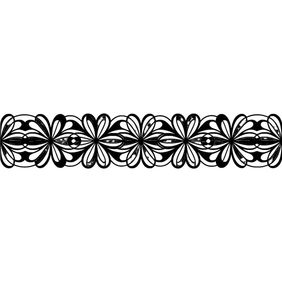 Floral Border in Black, White, and Gray Geometric Pattern, Modern Aesthetic vector