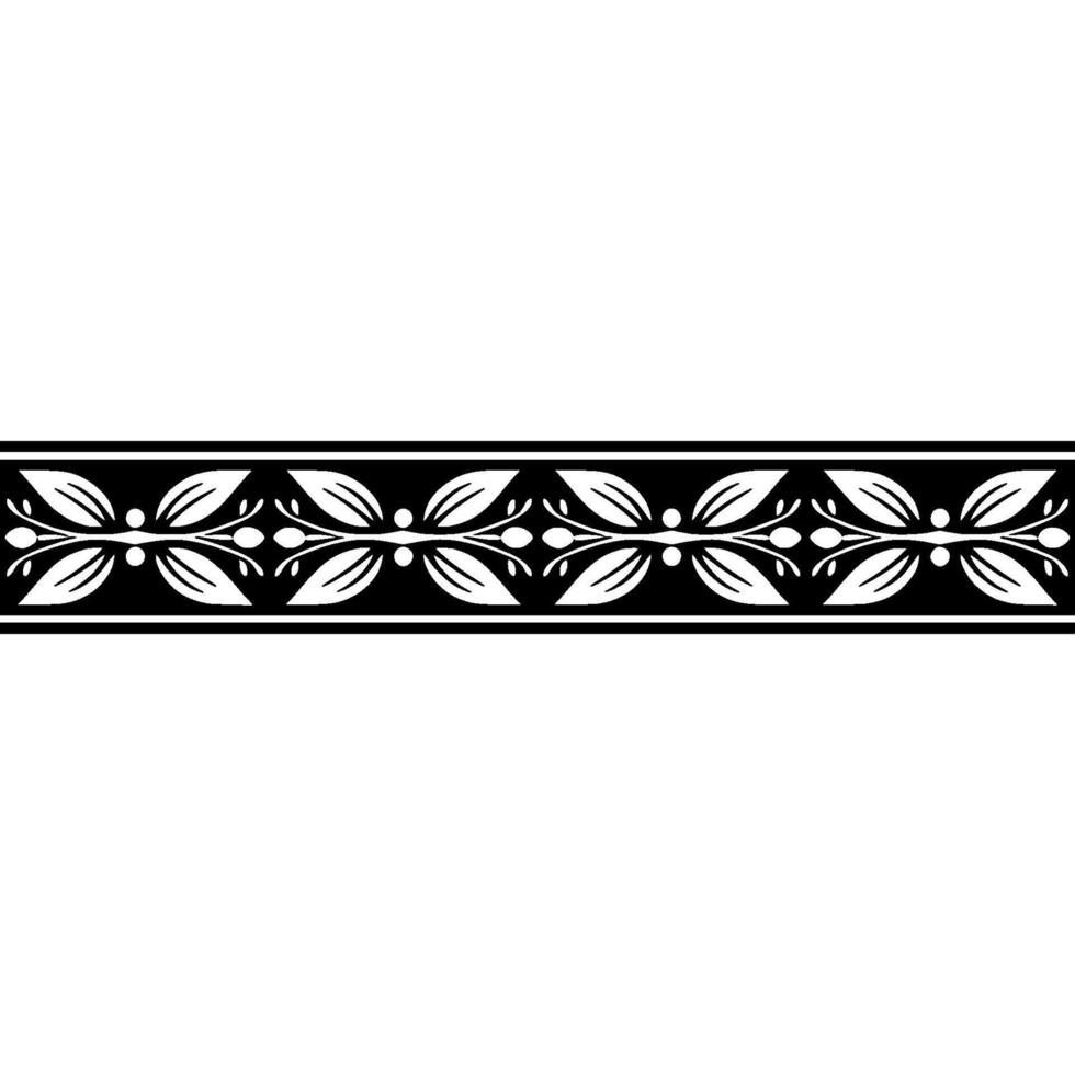 Elegant Black and White Floral Border , Minimalist Pattern vector