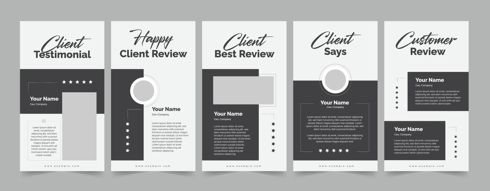 Black and White Client feedback template, Customer review banner design vector