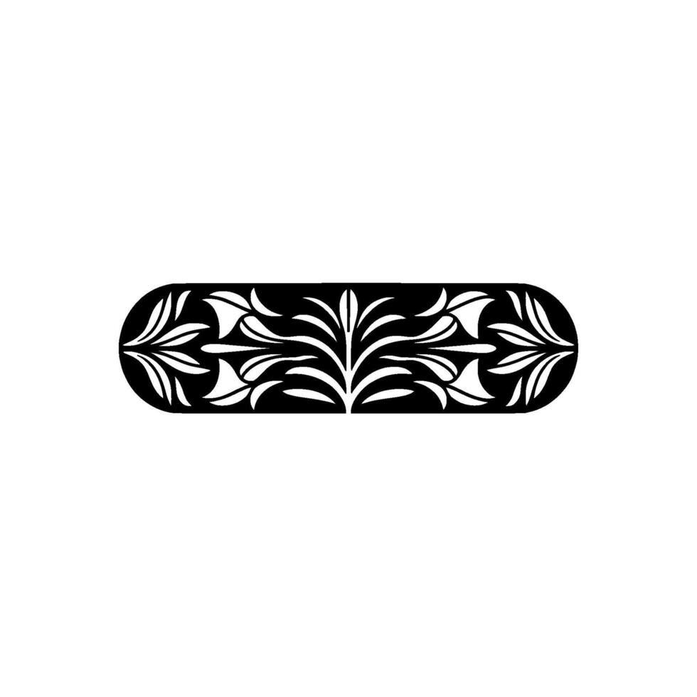Minimalist Floral Pattern in Capsule Shape, Black and White vector