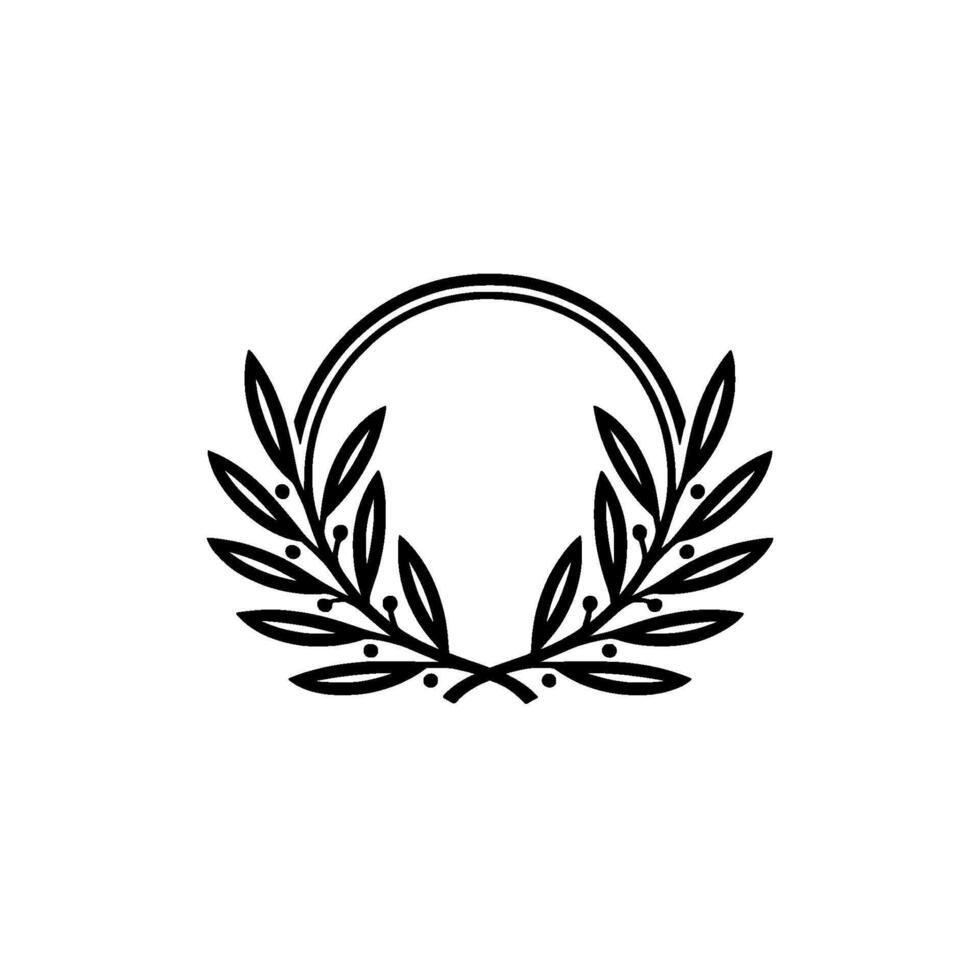 Minimalist Laurel Wreath , Black White, Elegant Emblem vector