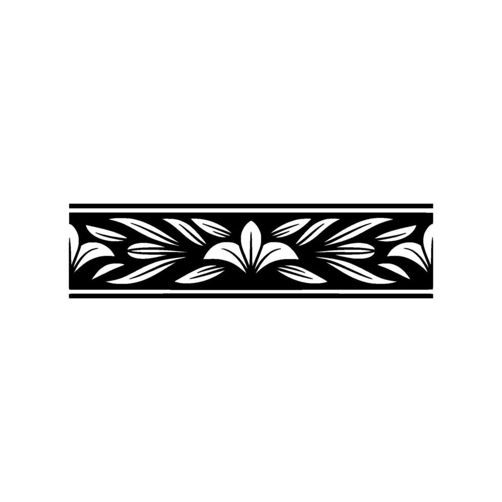 Elegant Black and White Floral Border , Illustration, Minimalist Decor vector