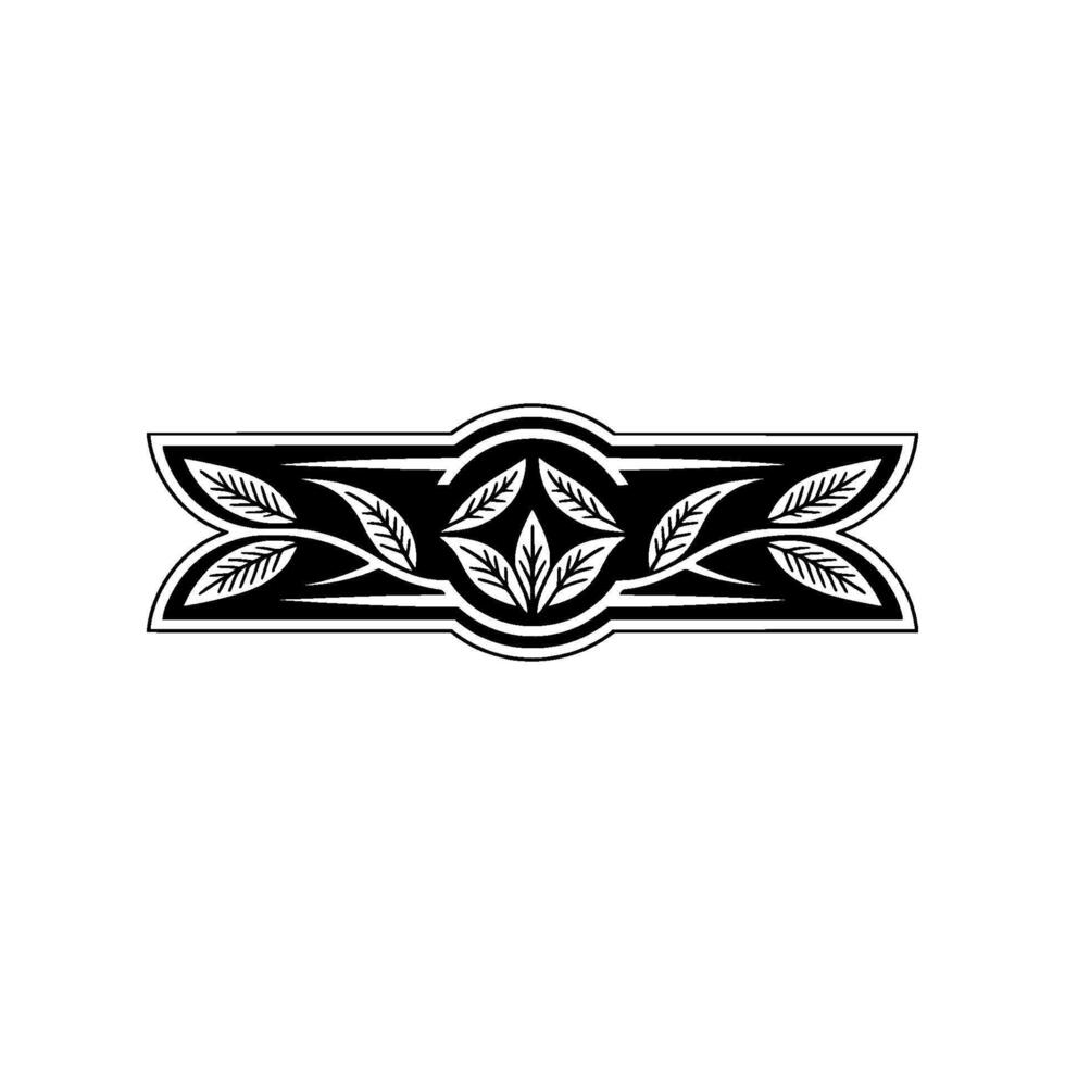 Elegant Black White Leaf Ornament Geometric , Minimalist Border vector