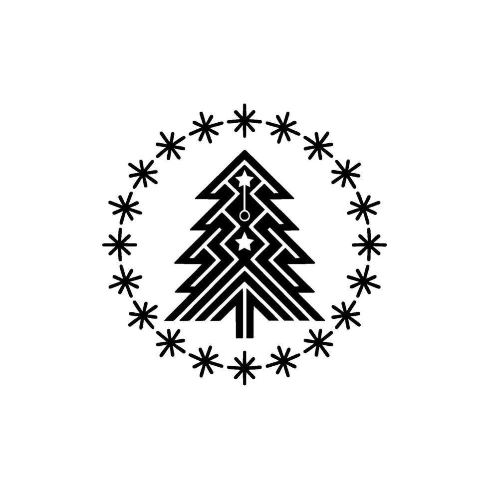 Modern Christmas Tree with Stars Minimalist Festive vector