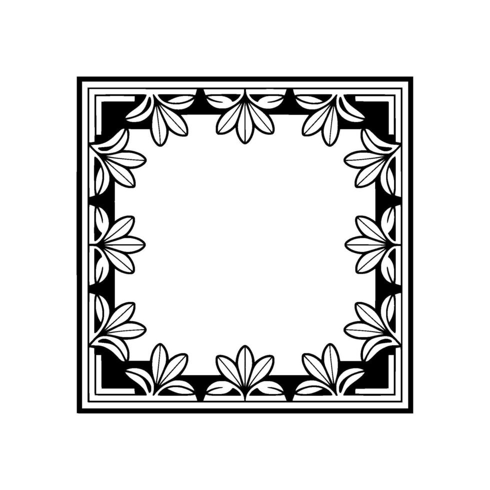 Elegant Art Deco Floral Frame on White Minimalist Element vector