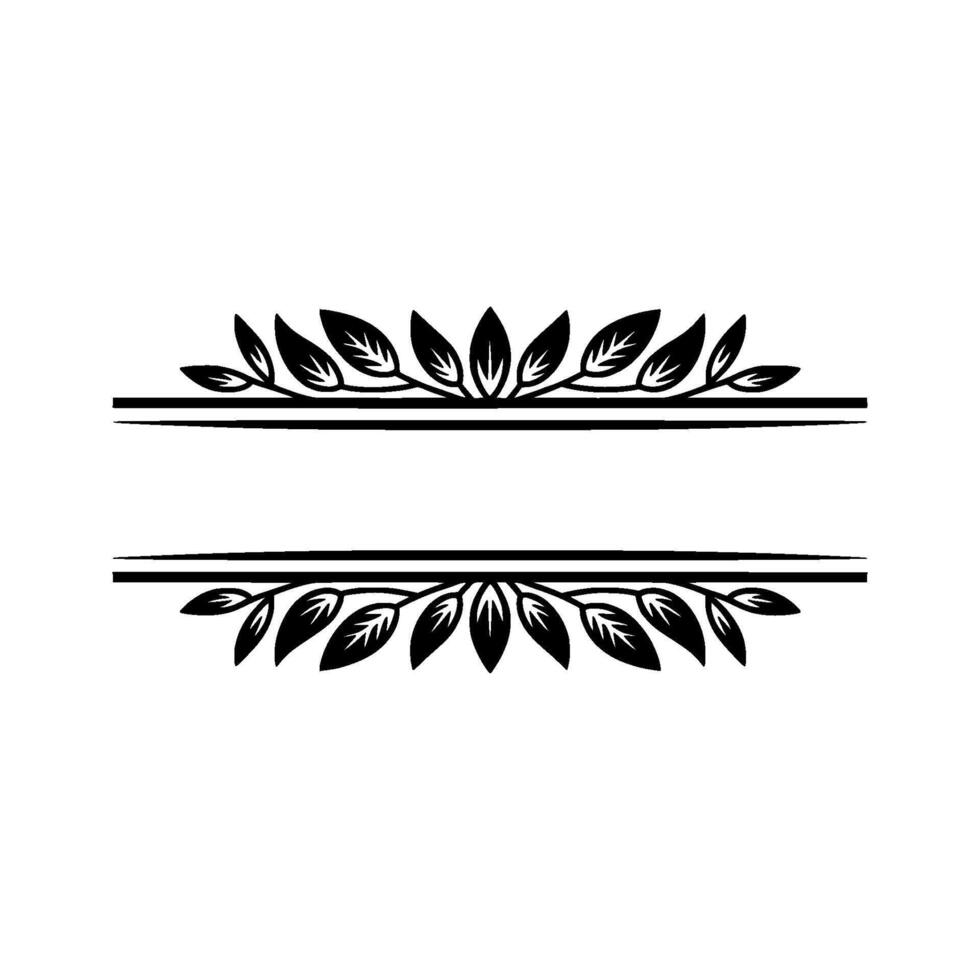 Black Leafy Border on White Minimalist vector