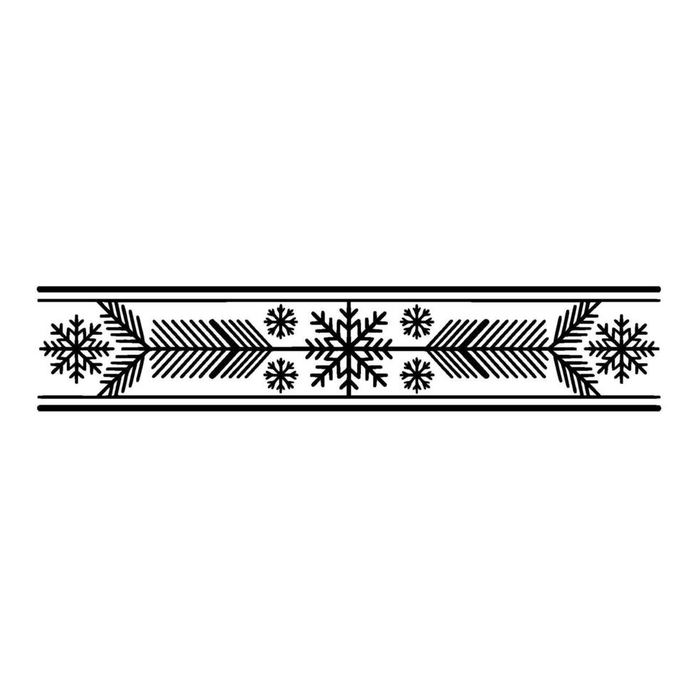 Minimalist Christmas Border, Snowflake and Pine Branch vector