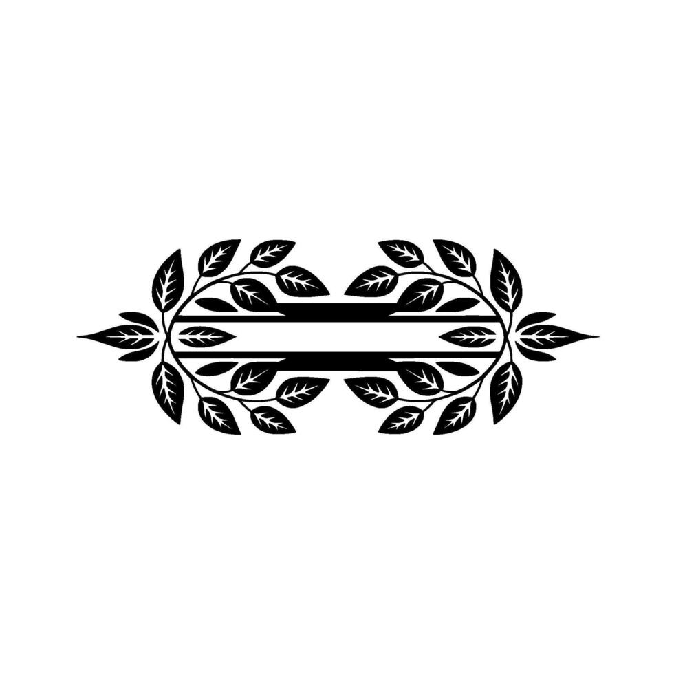 Elegant Leafy Frame with Black Stripes, Minimalist vector