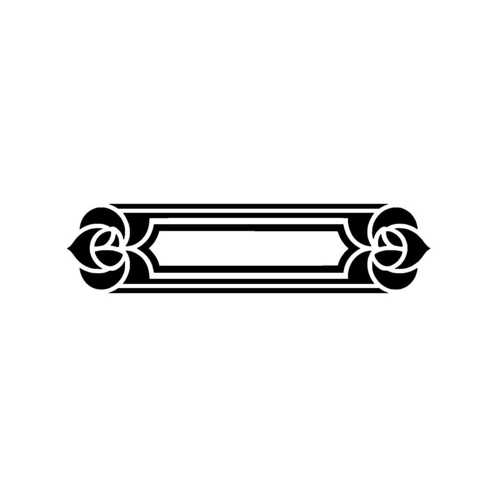 Black Floral Rectangle Frame on White, Minimalist vector