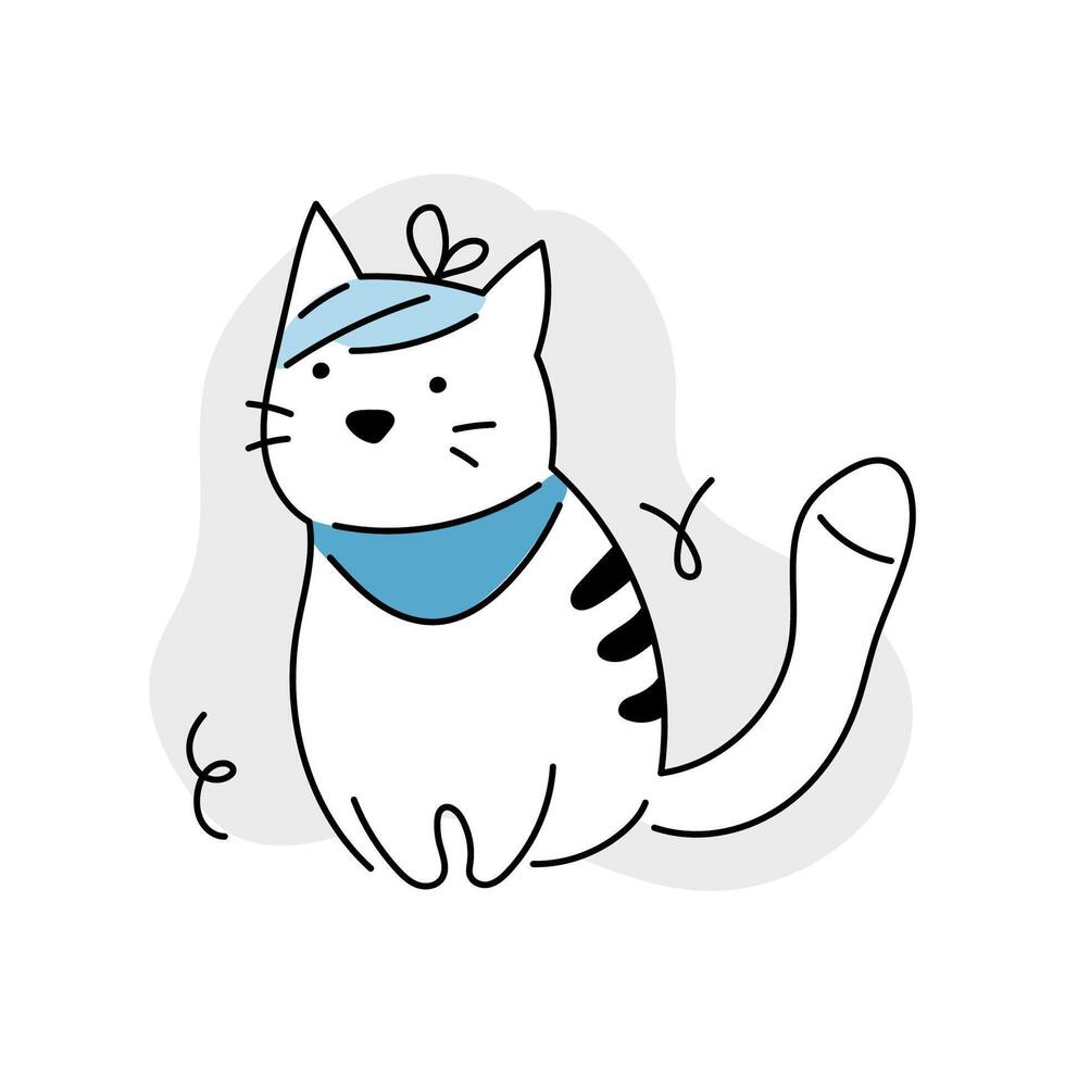 Sick cat line doodle icon vector