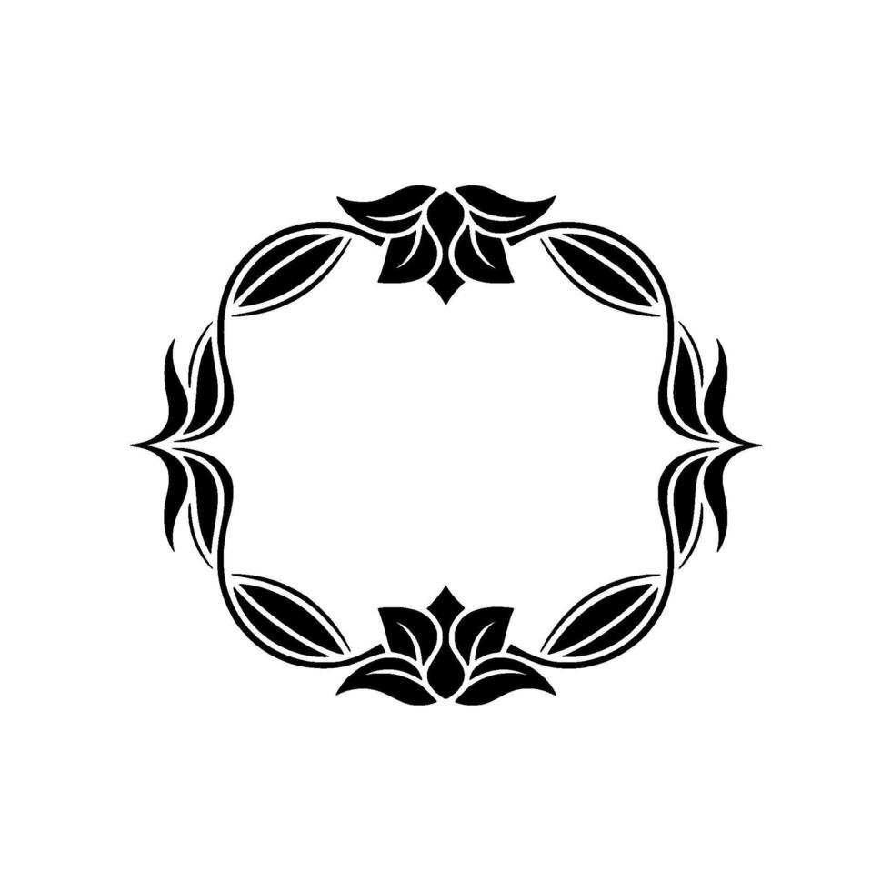 Elegant Black Floral Frame - White Background. vector