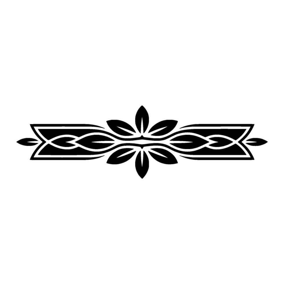 Elegant Black Leaf Border - White Background. vector