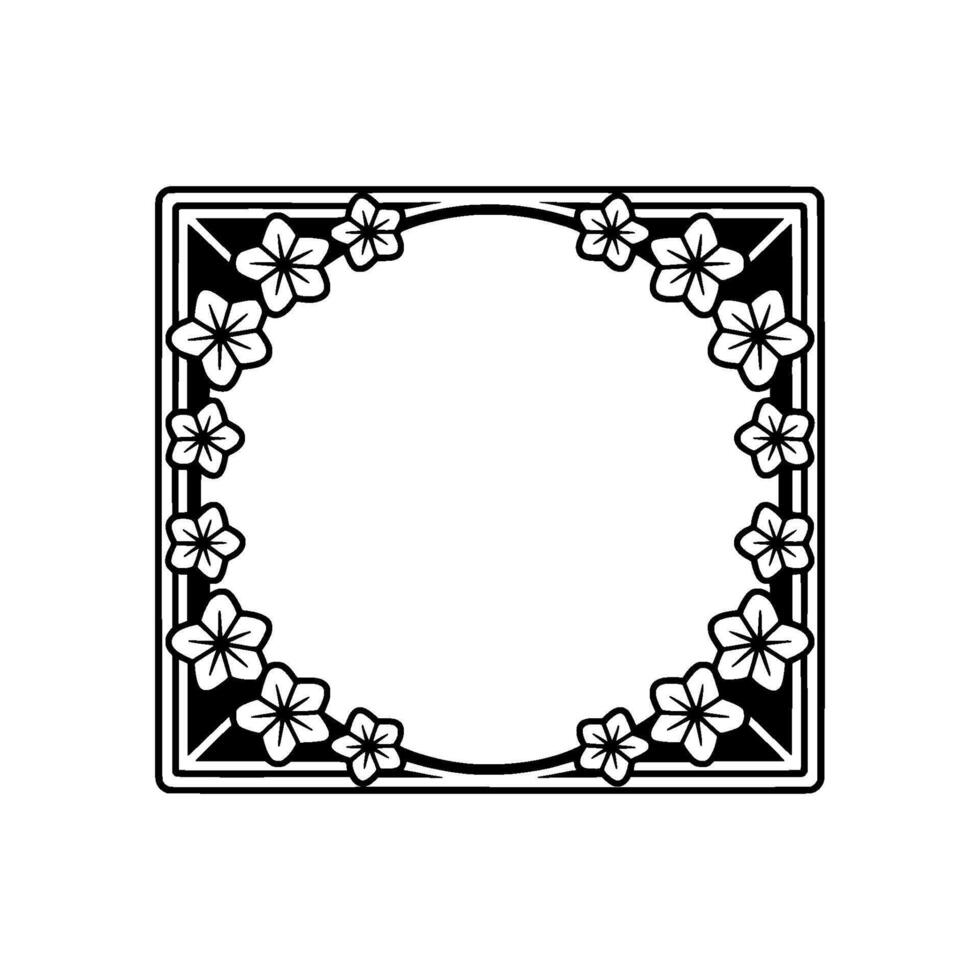 Elegant Floral Frame in Black and White Decorative Border. For Designs vector