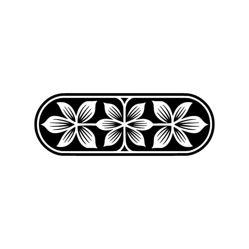 Elegant -Floral Border in Black and White. vector