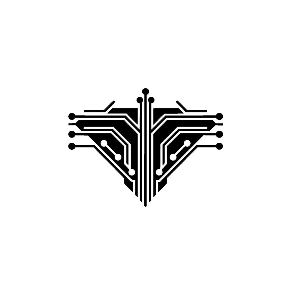 Minimalist Circuit Board on White Background. vector