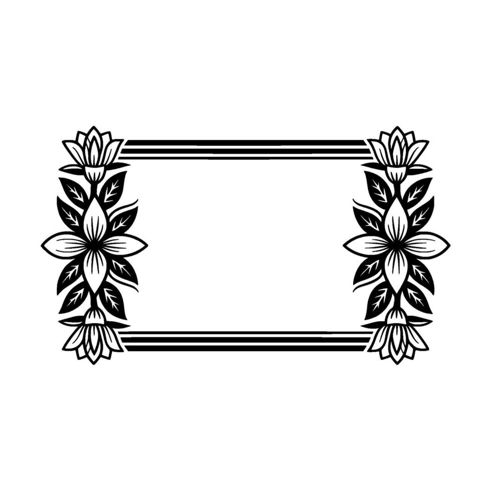 Elegant Floral Frame , Black and White, For Invitations Or Decor. vector