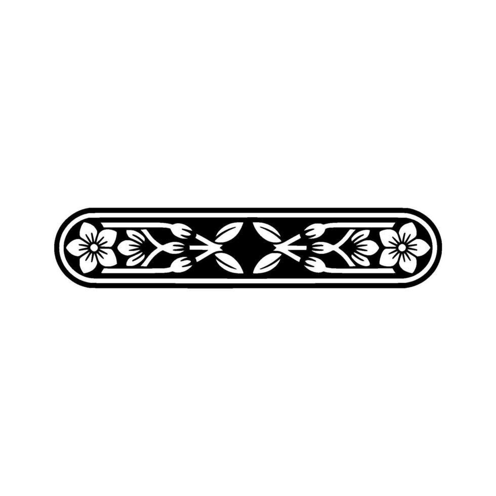 Elegant Floral Border Element Black and White. vector