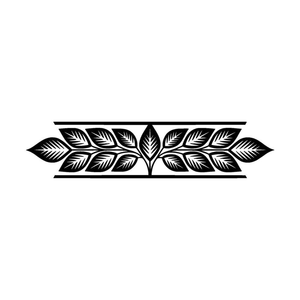 Elegant Leaf Border in Black on White, Illustration. vector