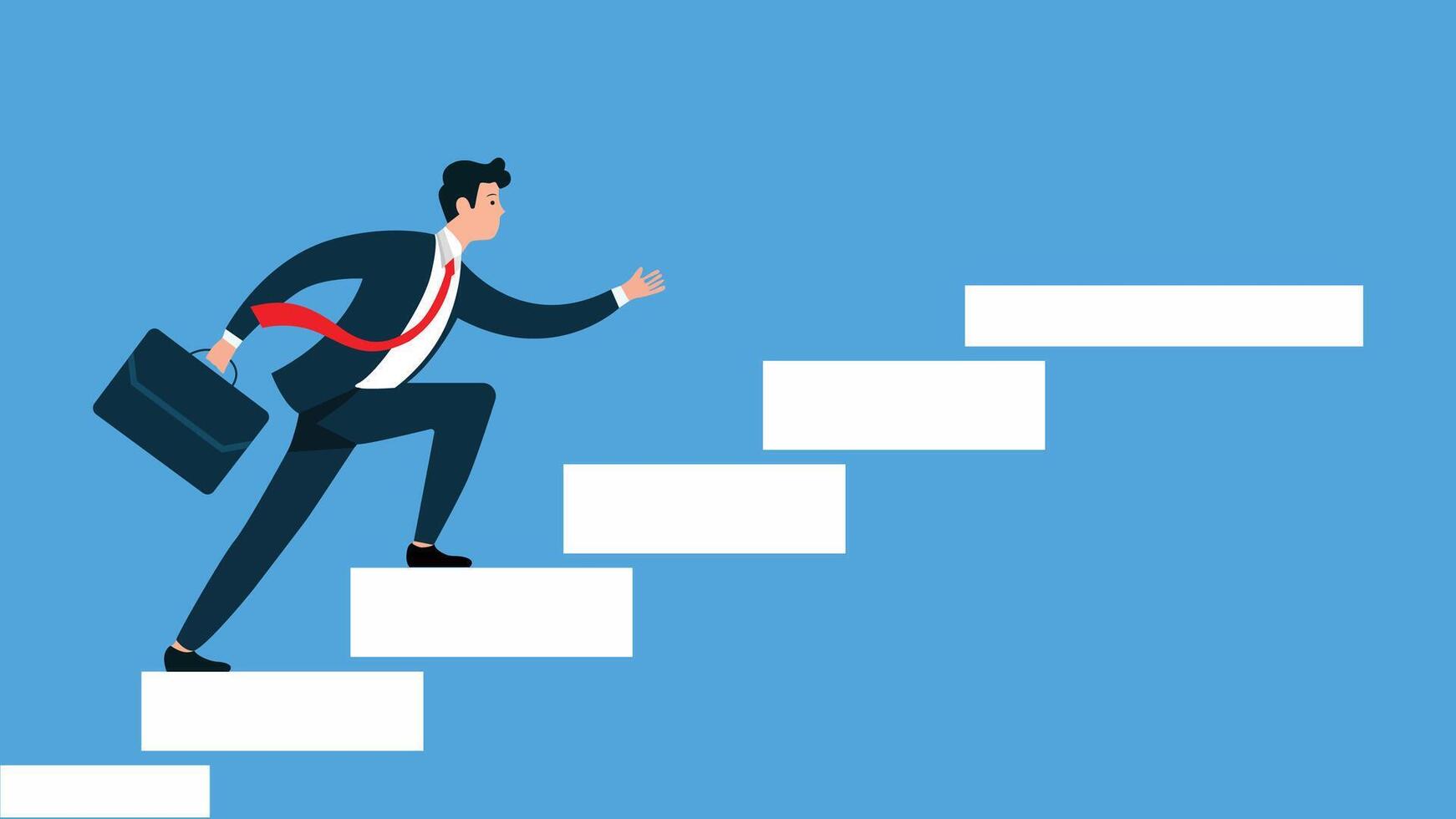 Ambitious Businessman Climbing Corporate Ladder Steps to Success vector
