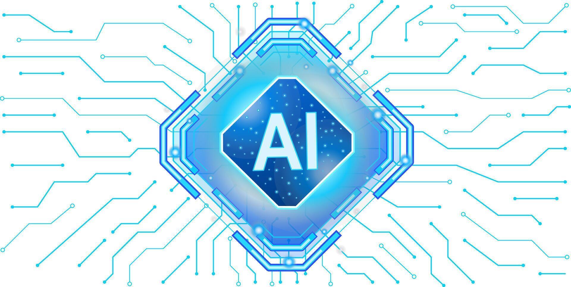 Elegant artificial intelligence chip icon vector