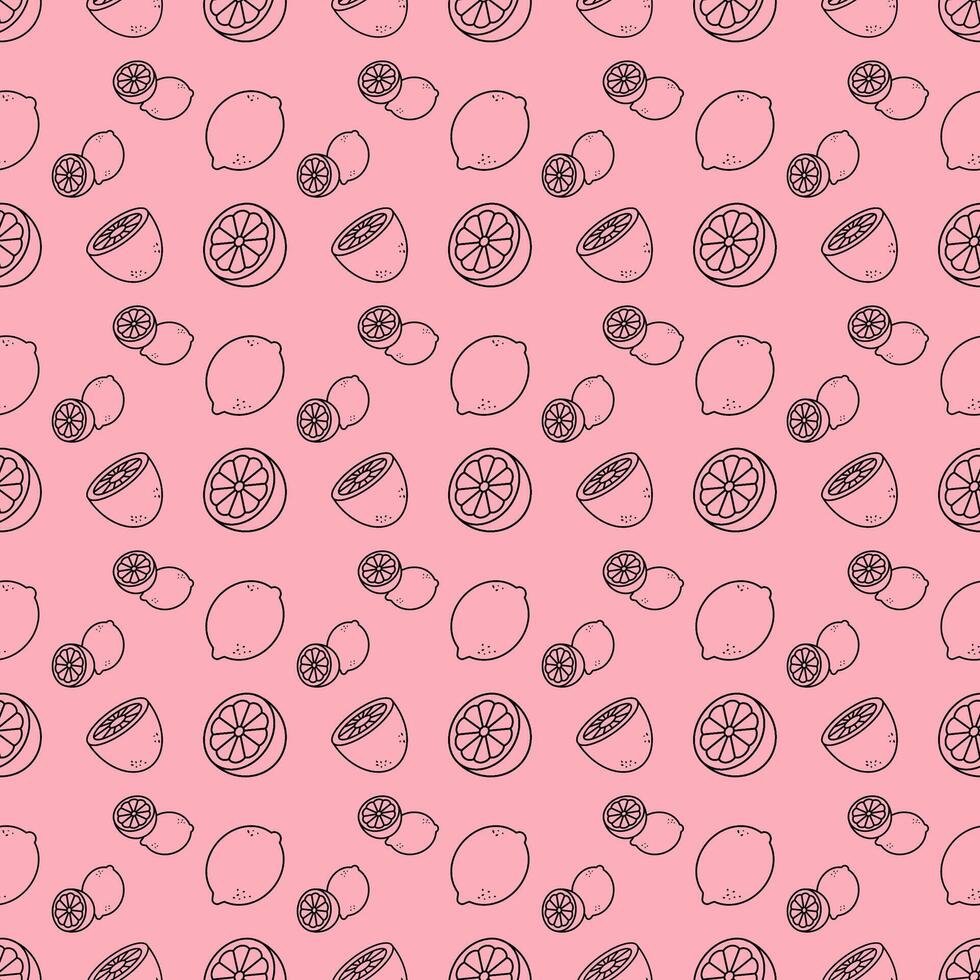 Lemon Slices and Whole Lemons on Pink Background vector
