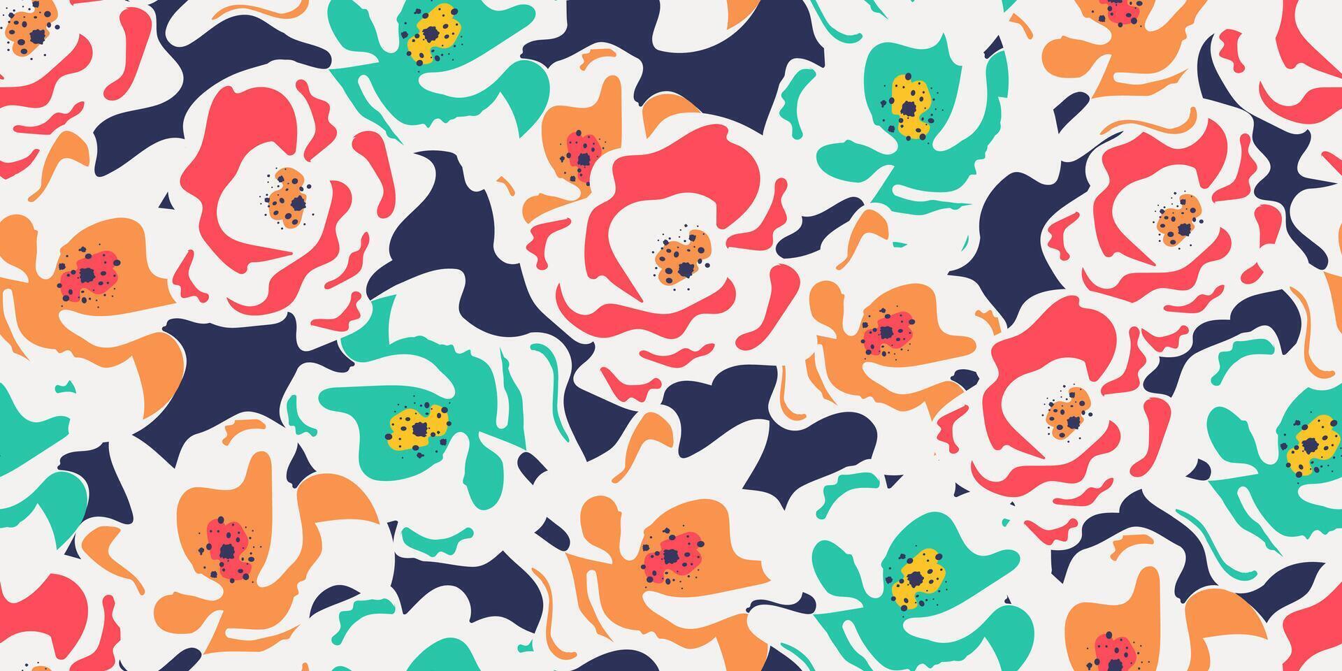 Abstract rose seamless pattern with vertical style. Modern foliage print design for fabric, textiles, clothing, packaging, cover, banner, home decor and backgrounds vector