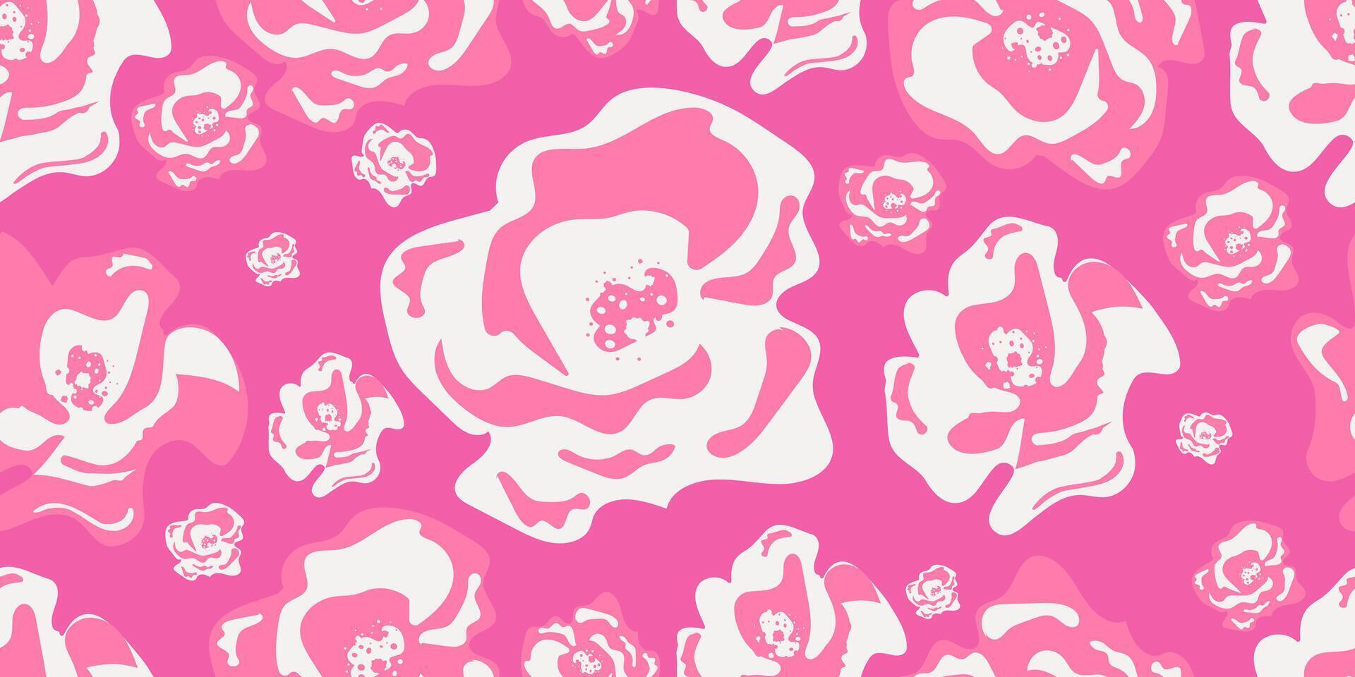 Abstract pink rose seamless pattern with vertical style. Modern foliage print design for fabric, textiles, clothing, packaging, cover, banner, home decor and backgrounds. vector