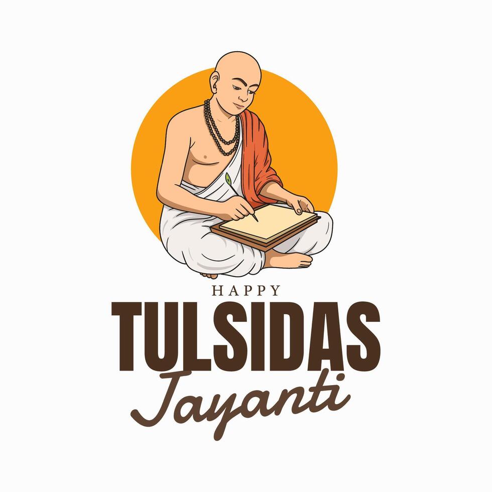 Happy Tulsidas Jayanti. He was a Hindu Vaishnava saint and poet vector