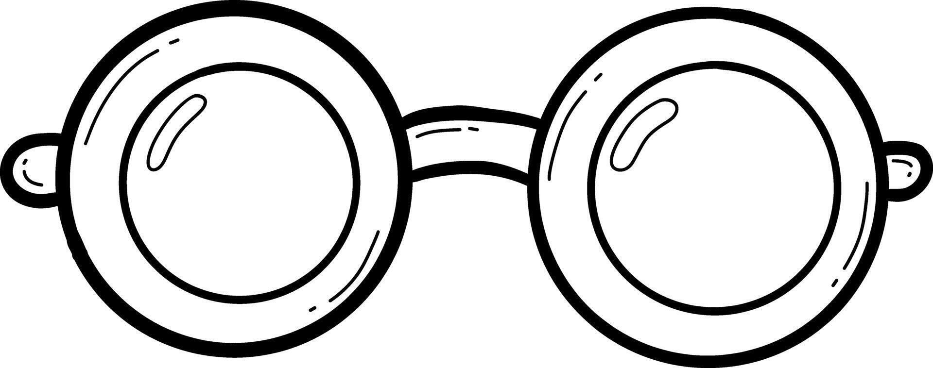 Hand drawn clothes and accessories outline doodle, Glasses with round lenses and a connecting bridge in minimalist style. vector