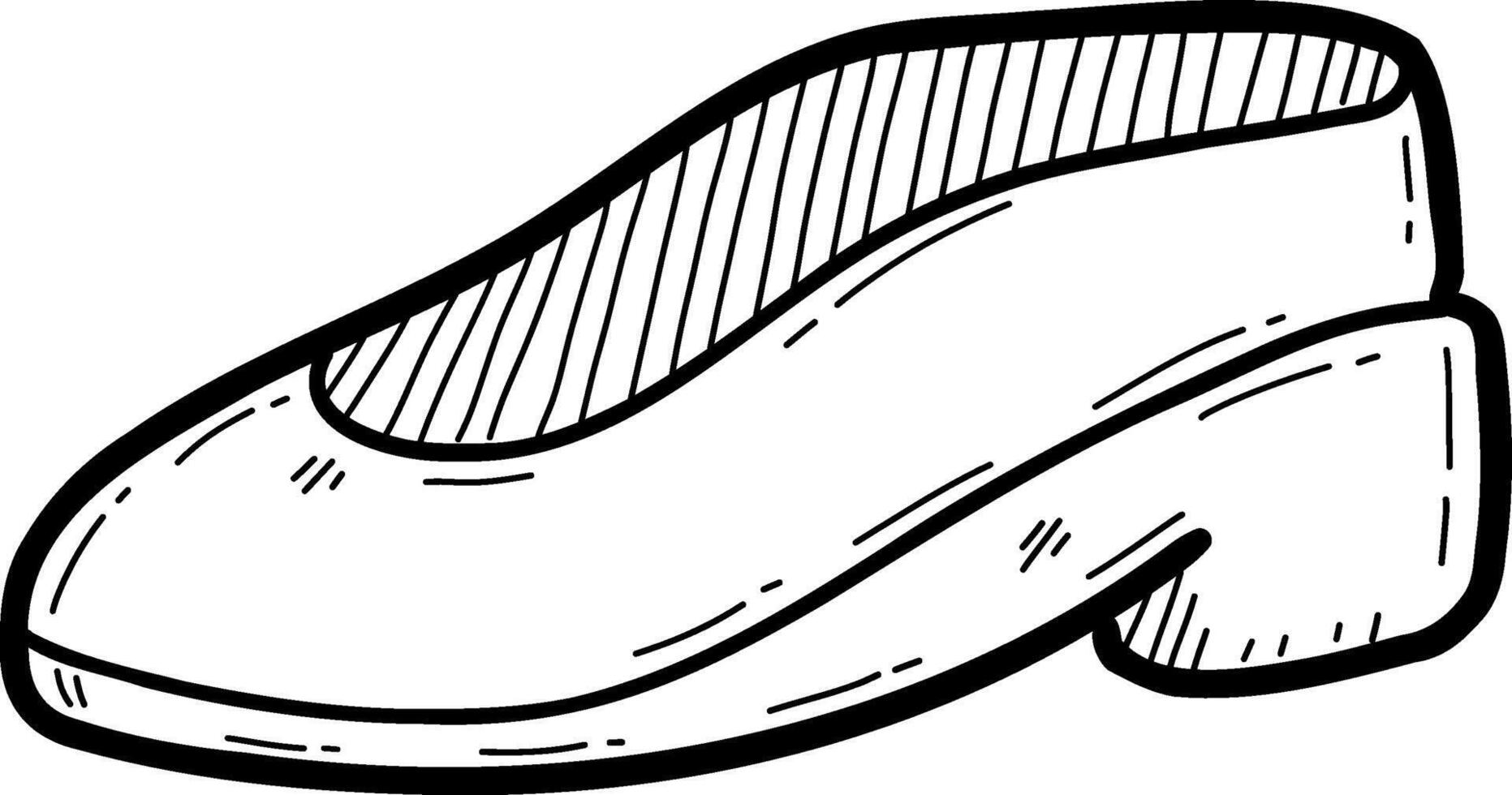 Hand drawn clothes and accessories outline doodle, Stylish hand-drawn flat shoe design illustration. vector