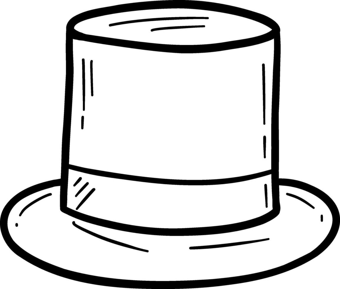 Hand drawn clothes and accessories outline doodle, Classic top hat illustration on a white background. vector